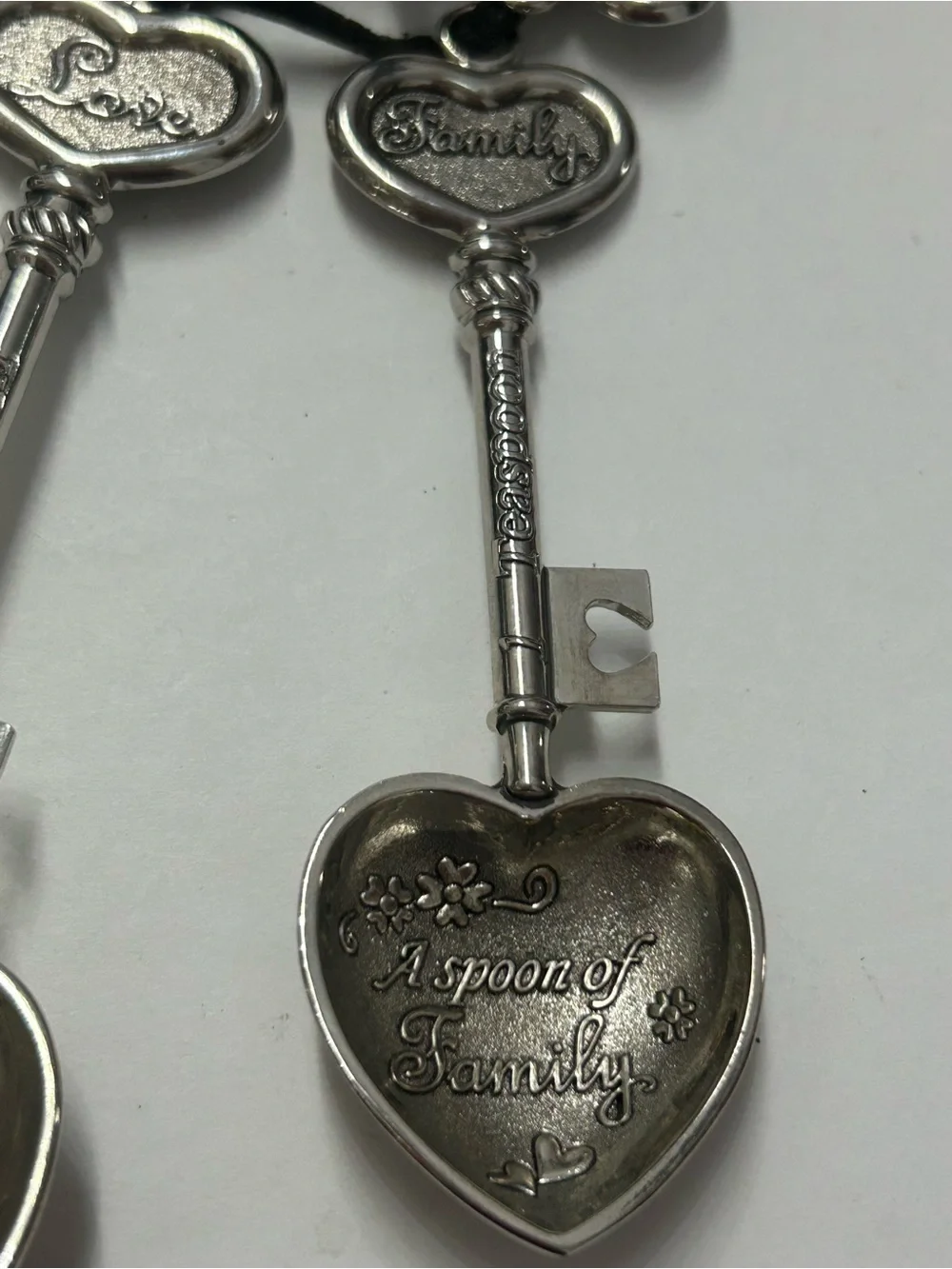 GANZ Heart Key Measuring Spoon Set Keys To Love 4 PC Metal Silver Tone